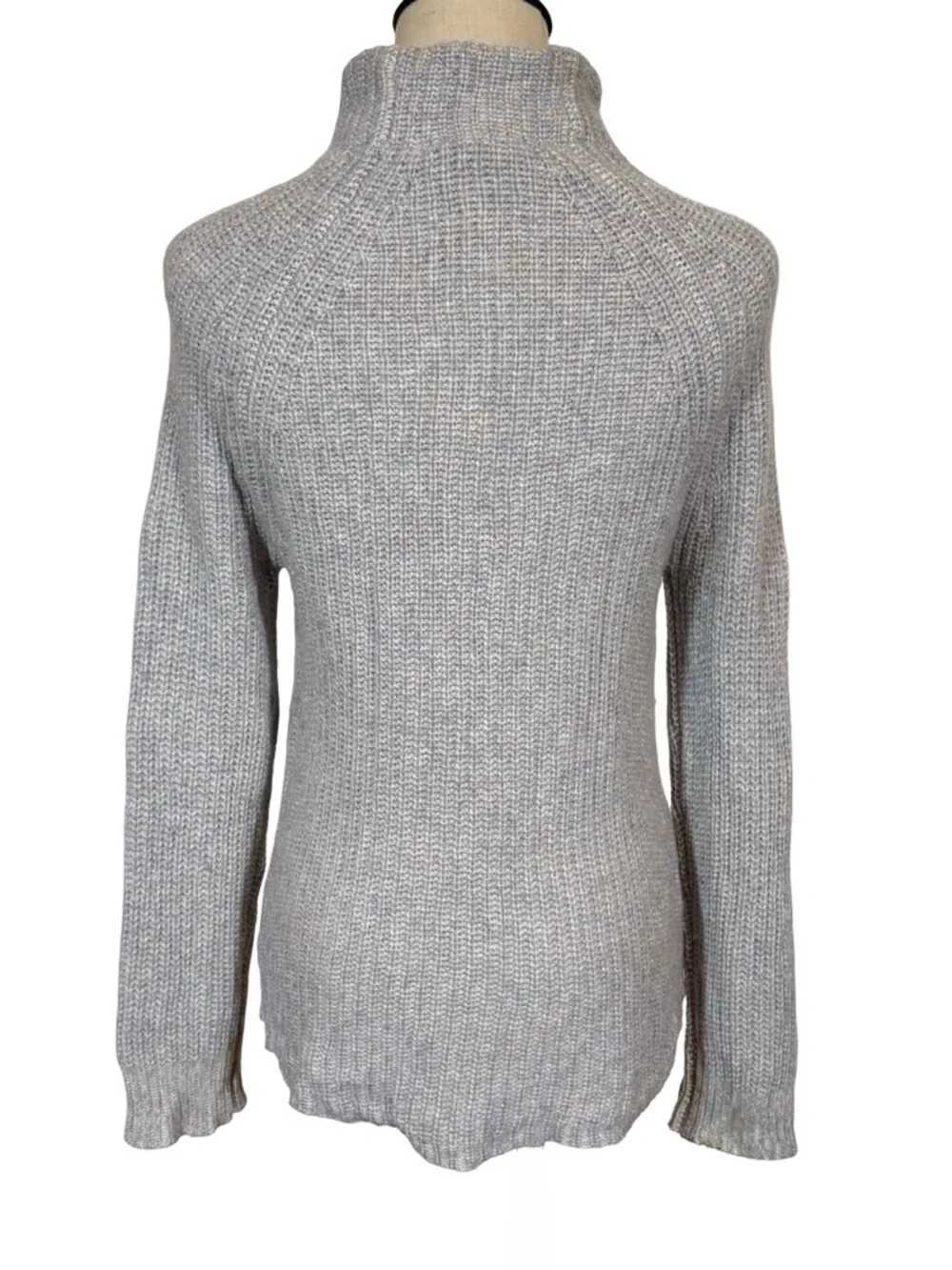 White + Warren 100% Cashmere Mixed Stitch Standneck Mock Chunky Speckled Sweater